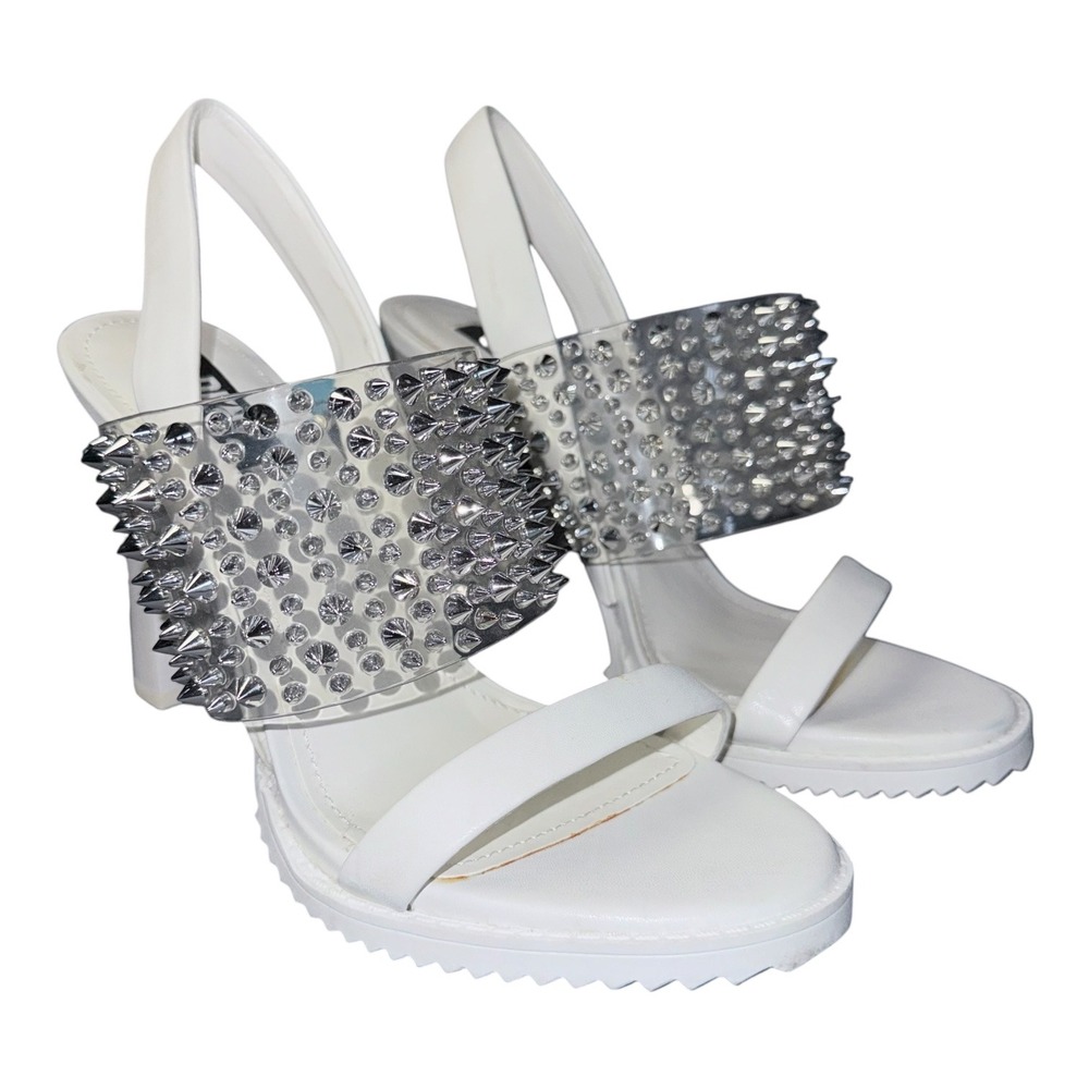 DKNY Womens Size 7 White Balto Stud Slingback Sandals